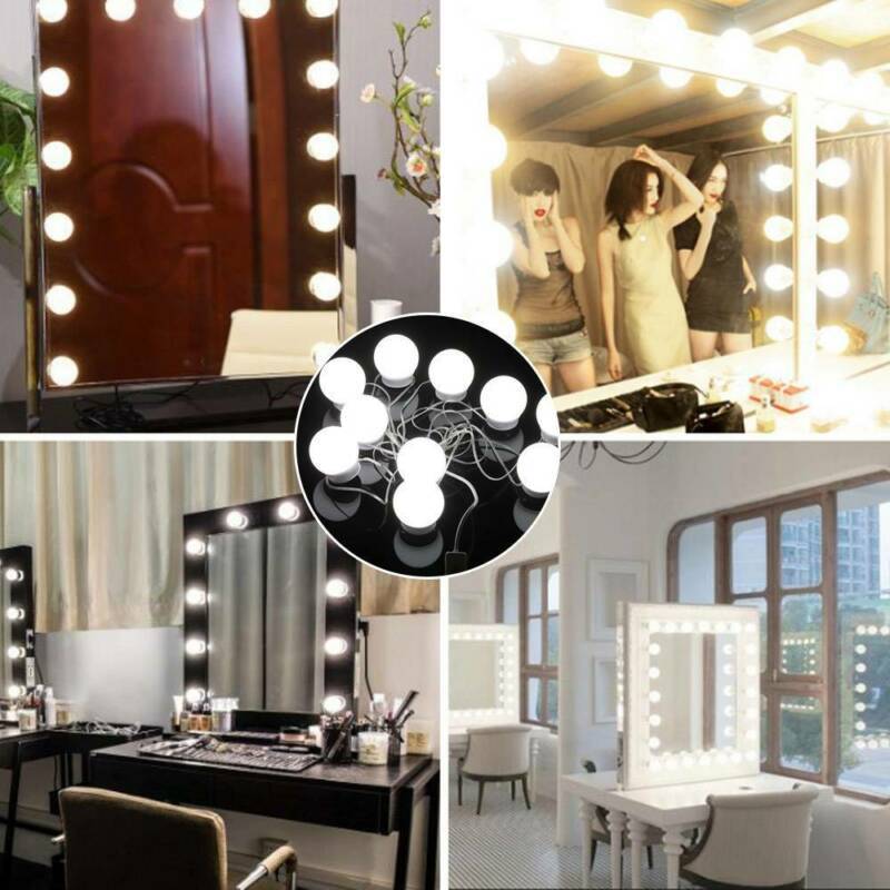 10 X 10W Super Bright Led Bulbs Hollywood Mirror Lights Vanity Makeup Bathroom Dressing Table
