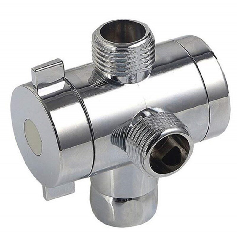 1/2 Inch ABS Chrome 3 Way Diverter Hose Fitting Tee T Shape Adapter Connector for Angle Valve Hose Bath Shower Arm Toilet