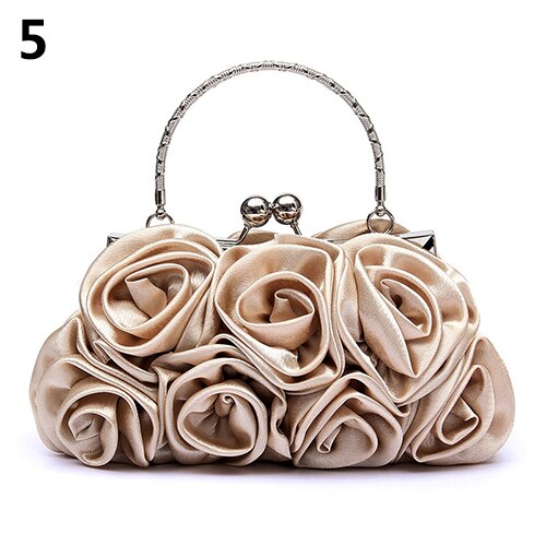 Mode Vrouwen Tas Rose Bloem Effen Kleur Handtas Casual Avond Party Wedding Handtassen Luxe Vrouwen Clutch Bag Сумка Женская: A5