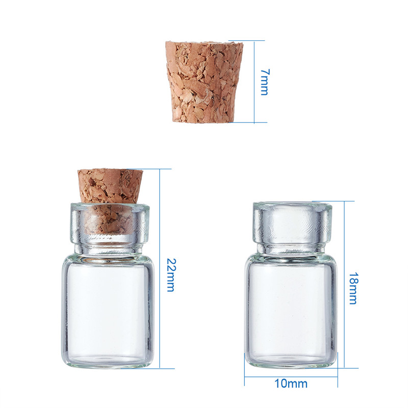 20pcs Mini Tampions Glass Jar Glass Bottles Bead Containers with Cork Stoppers Bottle Pendant for Jewelry Making 18x10mm