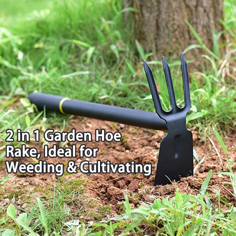 2 in 1 Double Hoe Small Gardening Tool Strong Sharp Hoeing and Loosening Soil Hand Tool Comfort Handle Steel Head P15F