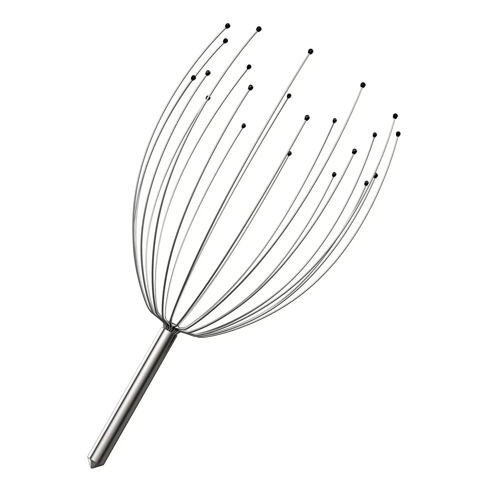 Masajeador de cabeza para rascar el cuero cabelludo de pulpo, Extractor sin alma de 24 dedos, cabeza divina relajante para extraer el cabello, cuidado saludable: Negro