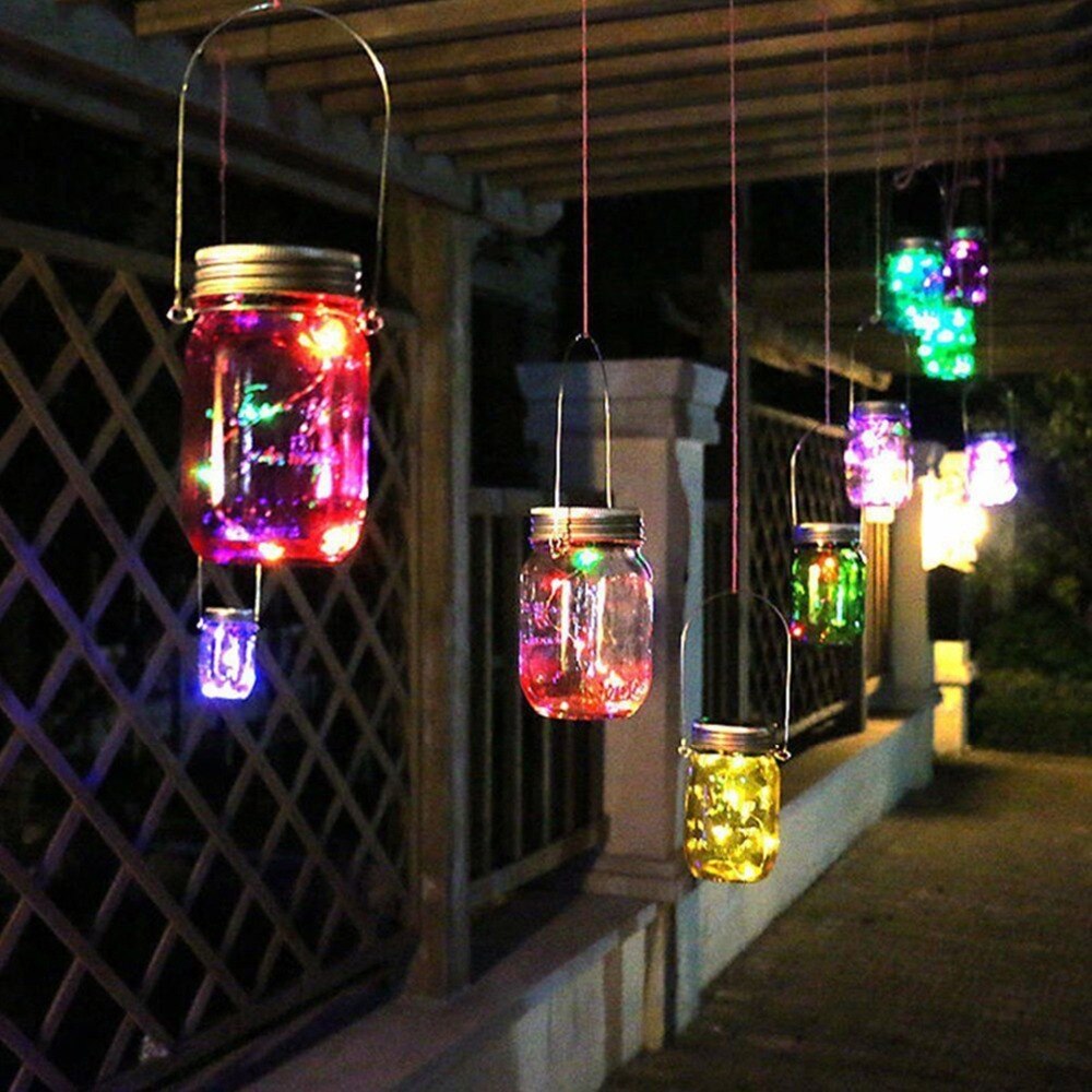 20 led fe lys solcelle til murer krukke låg indsats farve skiftende have indretning julelys udendørs bryllup indretning