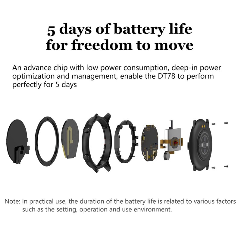 Arvin DT78 Smart Horloge Mannen Vrouwen Smartwatch Armband Fitness Activiteit Tracker Wearable Apparaten Waterdichte Hartslagmeter
