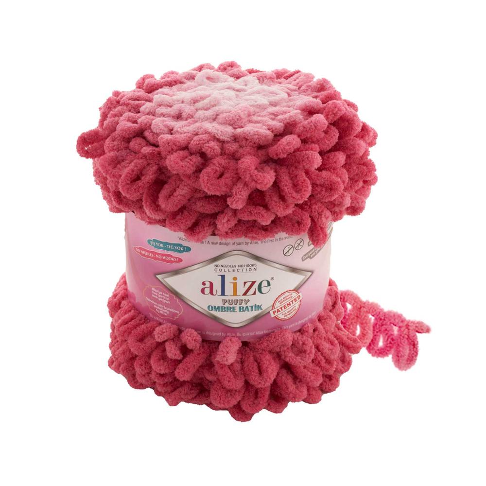 Finger Knitting Yarn - Easy Knitting - NO SKEWERS - NO NEEDLES - BIG - 55 Meters(600gr) - 11 Color - Alize Puffy Ombre Tie Dye-DIY