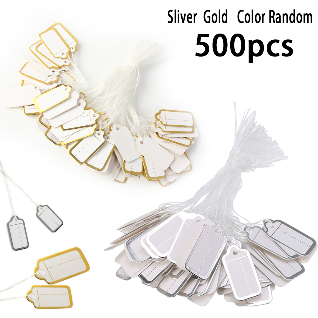 500 Stks/set String Tie Horloge Sieraden Kleding Display Prijs Ticket Tags Labels Voor Sieraden/Kleding/Schoenen/Briefpapier