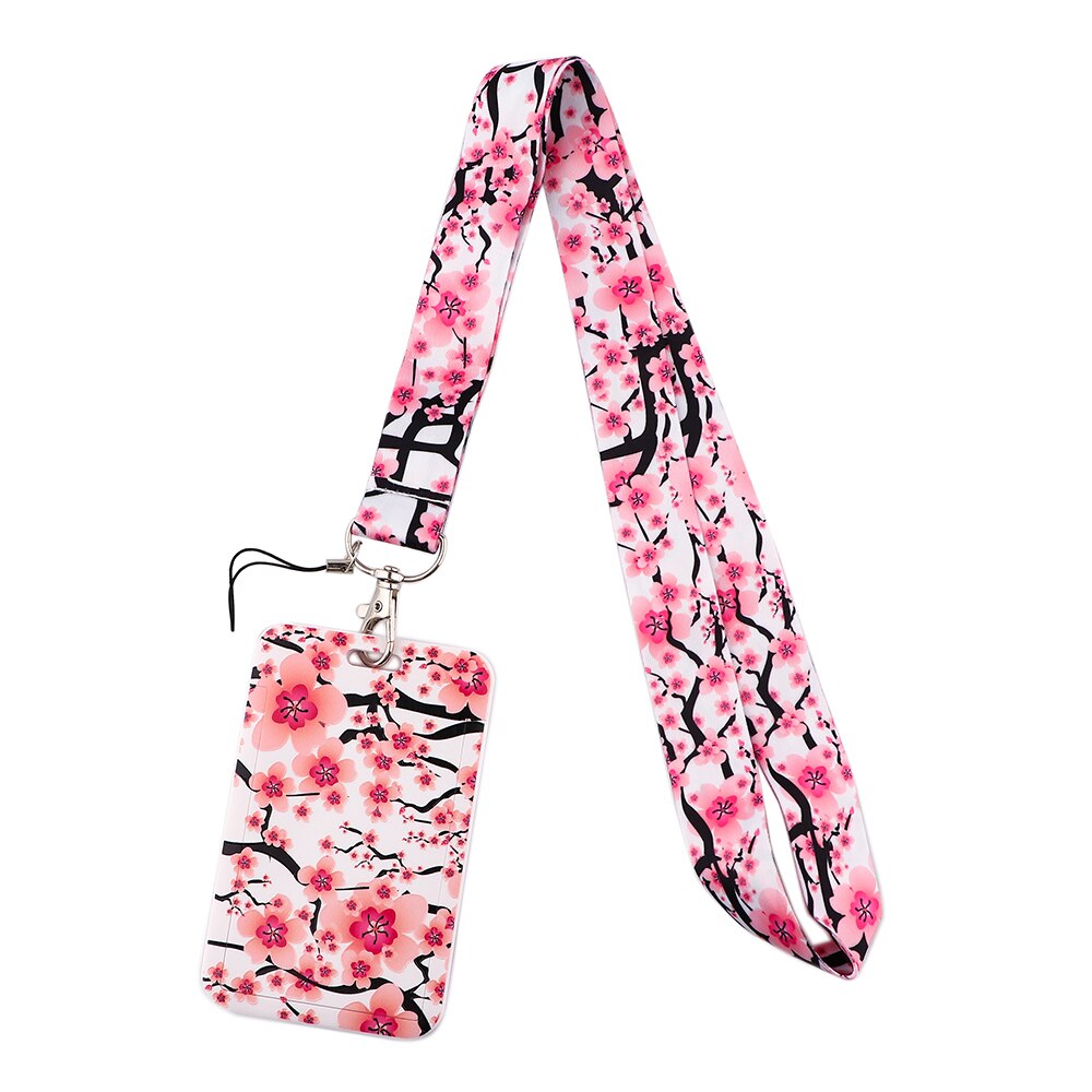 CB896 Kersenbloesems Mode Bloemen Lanyard Credit Card Id Houder Tas Student Vrouwen Bank Bus Visitekaartje Cover Badge: 15