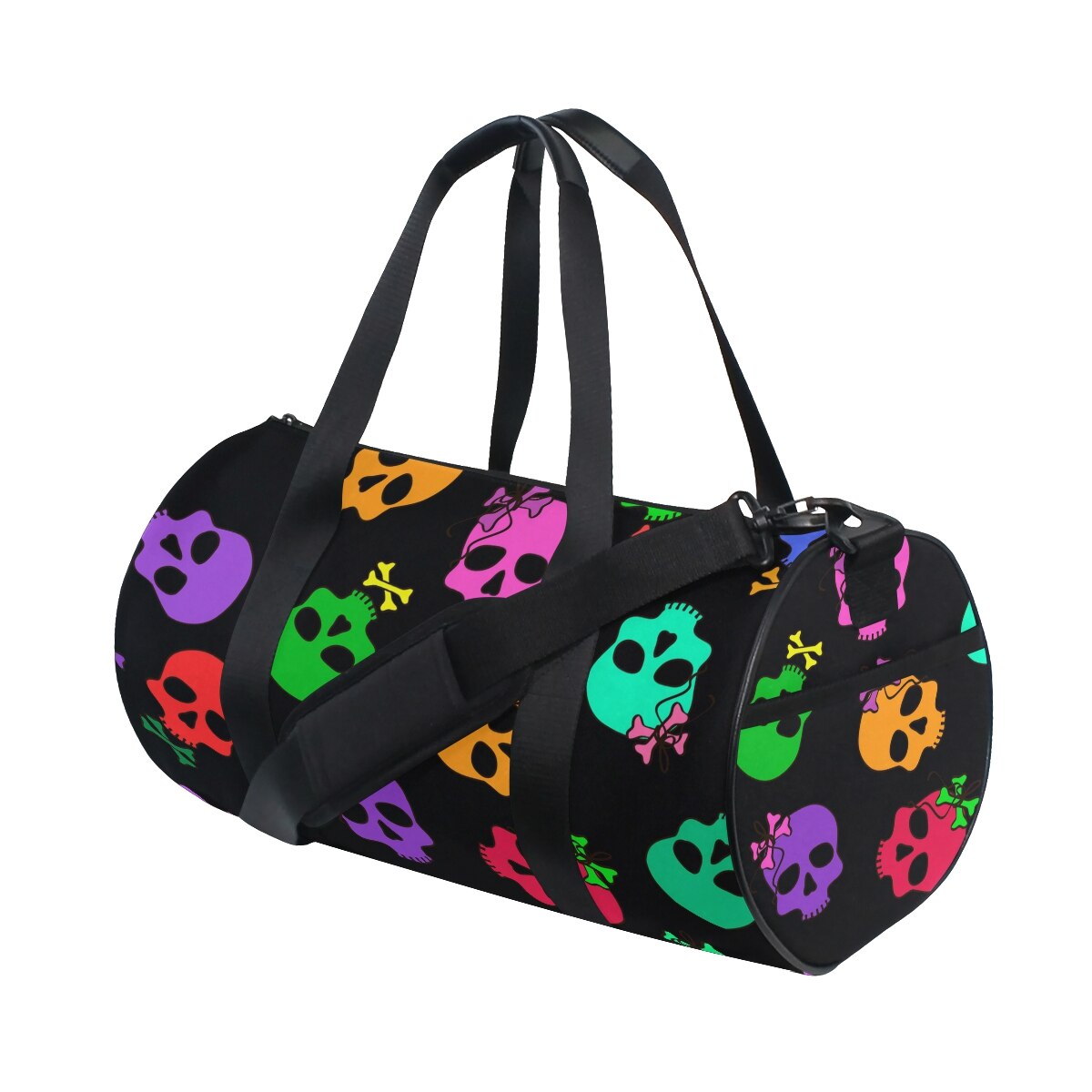 ALAZA Gym Travel Bag Sport Outdoor bags Skull Printing Canvas Women Large Pocket Casual Tote Handbag Shoulder Bag For Men: 10