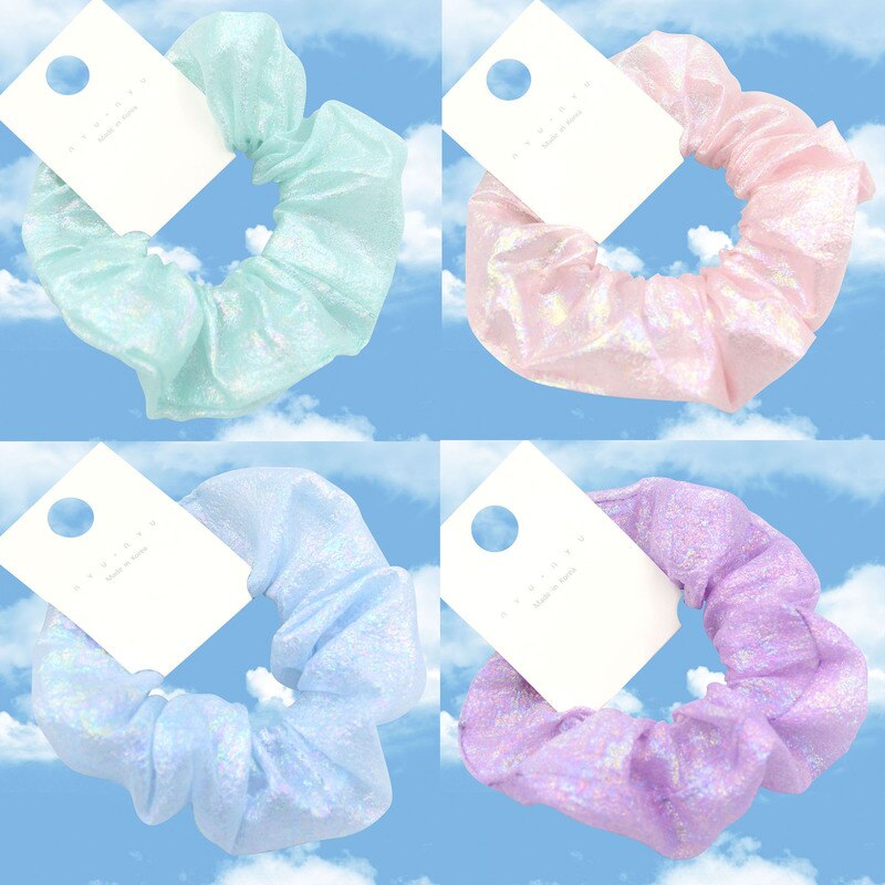 Glitter Mermaid Elastic Hair Rubber Bands Shiny Colorful Women Girls Hair Scrunchie Hair Ties Ring Rope Ponytail Holder Braiders