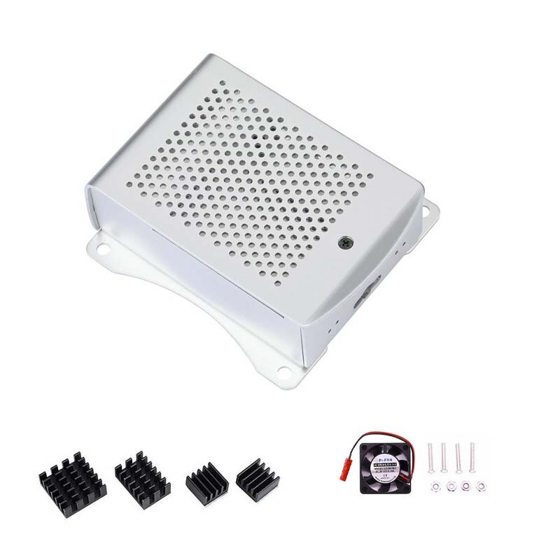 Newest Aluminum Raspberry Pi 4 Case with fan Hanging bracket Compatible + Heatsink for Raspberry Pi 4 Model B: White Case Set