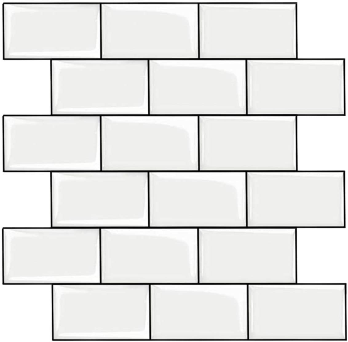 Skrell og stikk fliser backsplash, selvklebende fliseklistremerker, hvite t -banefliser, tapet for kjøkken bad vaskerom: Mt1010