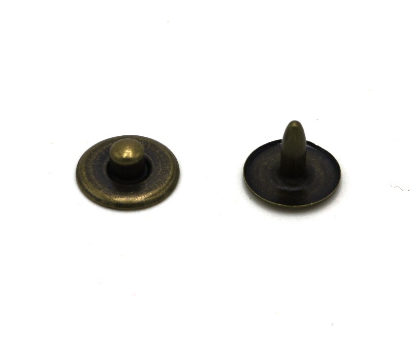 100 juegos de remaches de latón de 9,5mm para pantalones vaqueros, clavos de botón de cobre antiguo