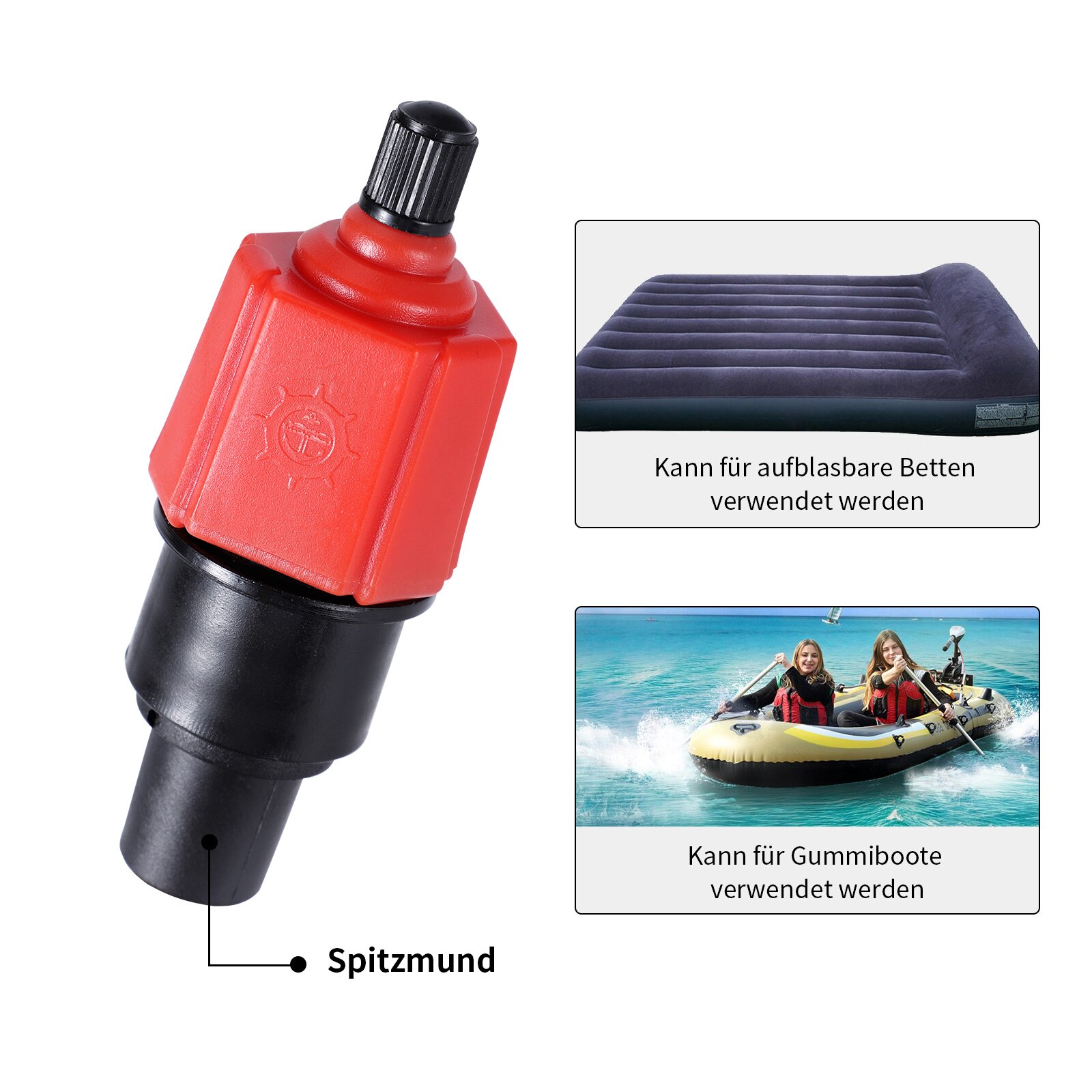 Opblaasbare Roeien Rubberboot Luchtklep Adapter Paddle Board Kano Kajak Air Valve Pomp Compressor Converter 4 Nozzle