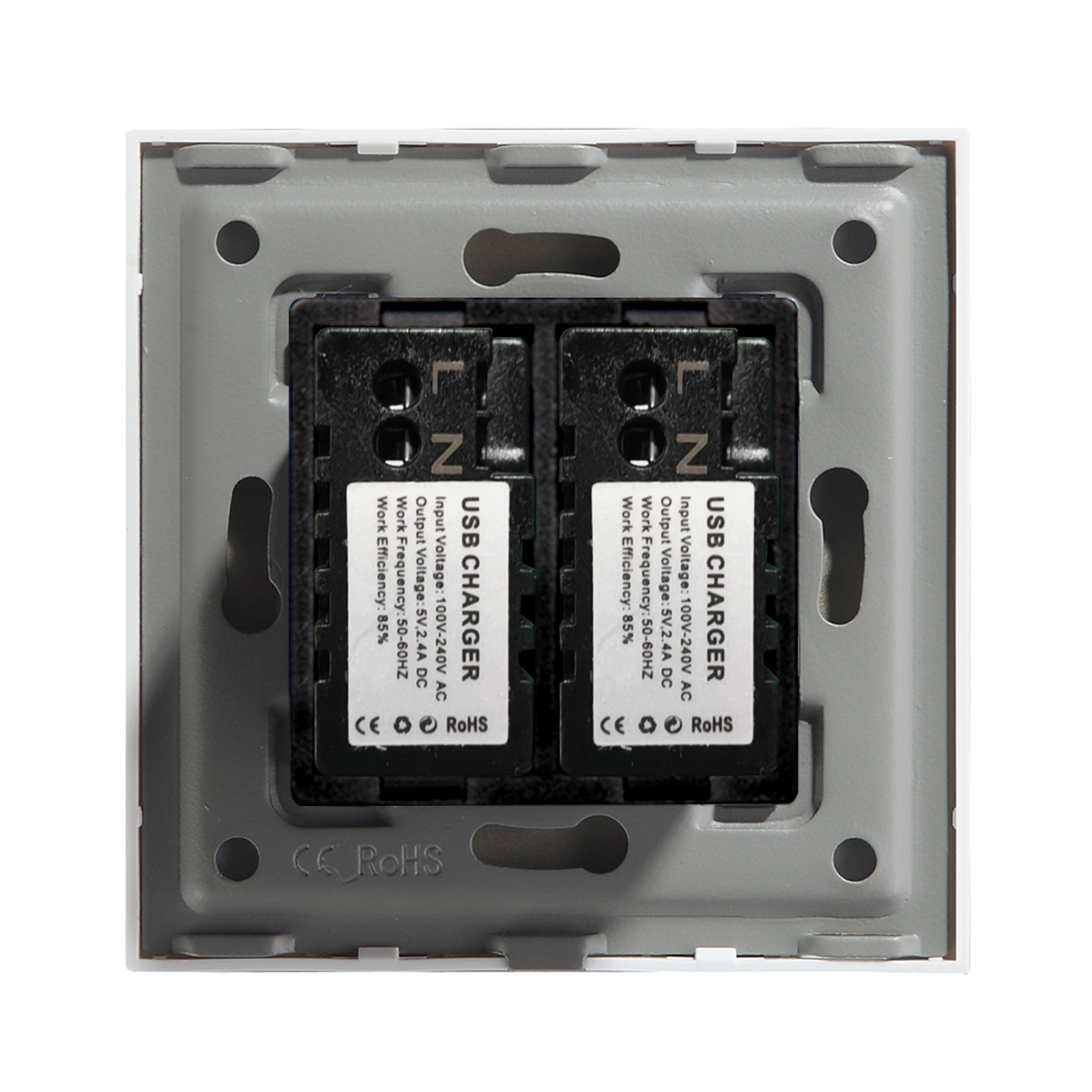 BSEED-Enchufes de pared USB dobles, tomas de carga de energía Dual, Panel blanco dorado y negro, 86mm, 5V, 1.1A, con luz Led
