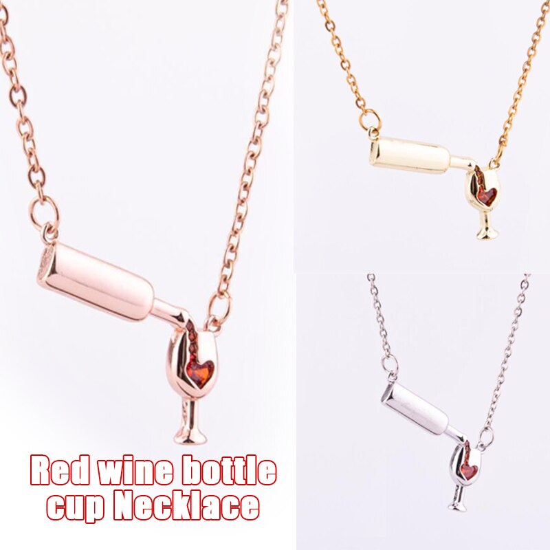 Necklace for Women Girls Wine Glass Cup Pendant Chain Neck Accessories Decor HSJ88
