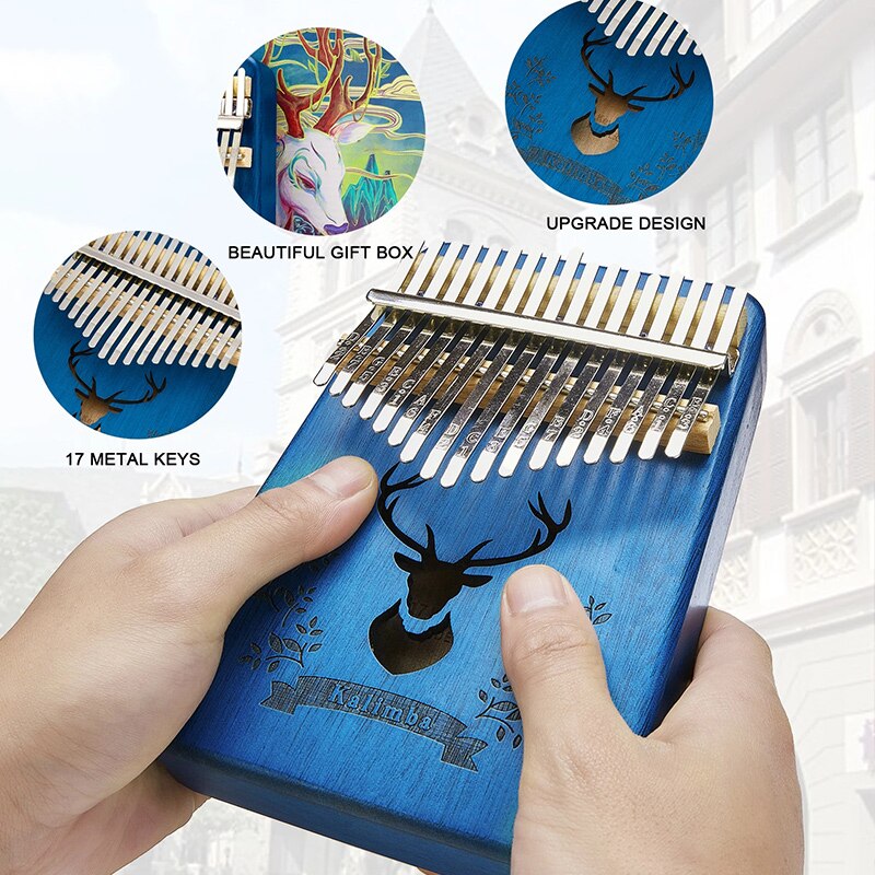 Kalimba 17 key Thumb Piano Wood Mahogany Mbira Body Musical Instruments Kalimba Piano with Accessories