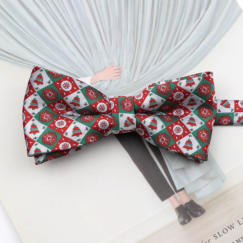 noël noeud papillon ensemble père noël arbre de noël Parent-enfant Polyester rouge bleu papillon Festival accessoire: Adult 6