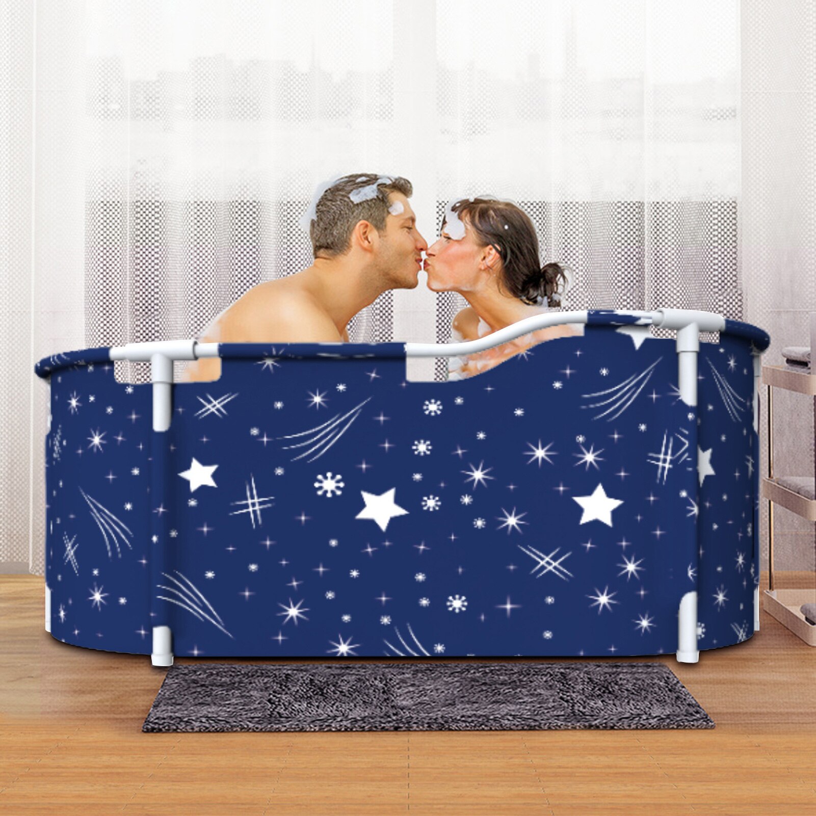 Portable Foldable Bathing Tub Camping Soaking Bath Tub For Travel Home Thick Full-body Bath Tub For Adults Children