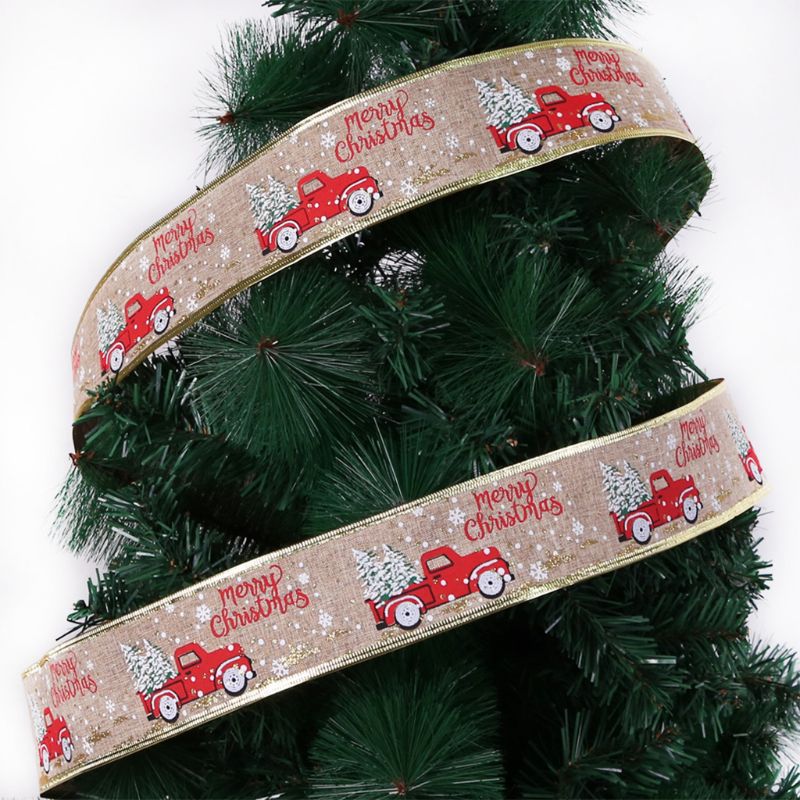 Cintas decorativas navideñas de 10M de longitud, cinta de satén en polvo, cintas artesanales, decoración de árbol de Navidad, fabricación de lazos