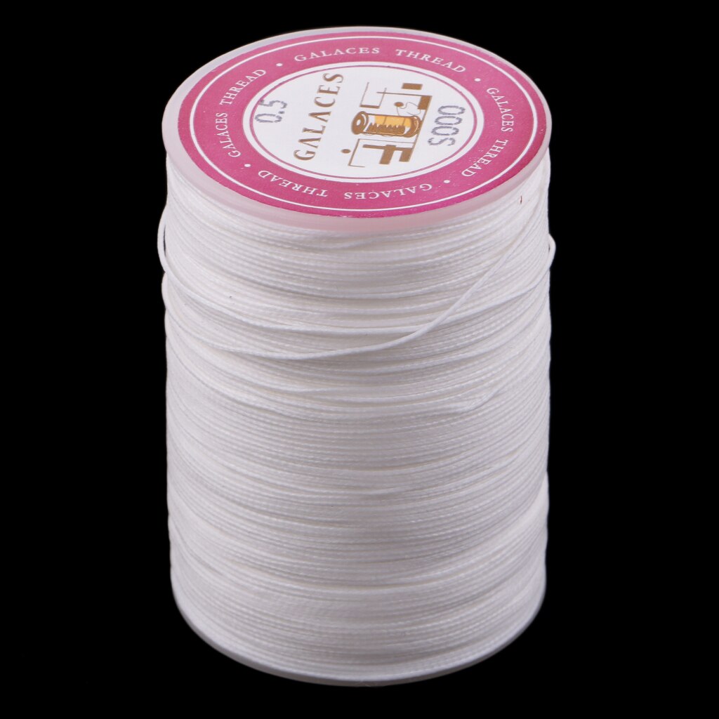 Hilo encerado de 0,5mm, 130m, cordón de poliéster, costura, pulsera Artesanal de cuero: White