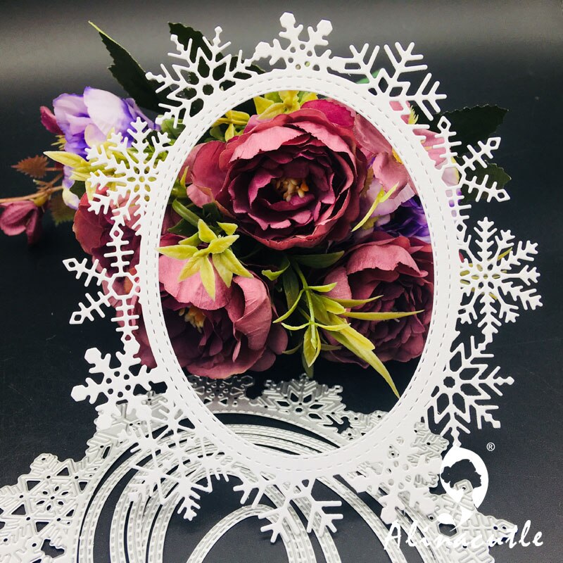 Metal Cutting die Cut nesting Oval snowflake frame Scrapbooking Paper Craft Handmade Card Album Punch Art Cutter Alinacutle Die