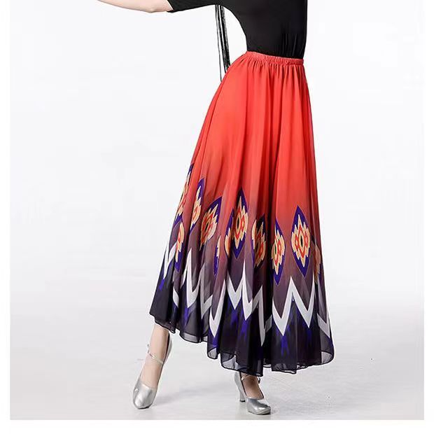 Danza popolare cinese classica flamenco danza esecutore abiti per le donne prestazione sul palco gonne da ballo costumi a 720 gradi: XS / Beige