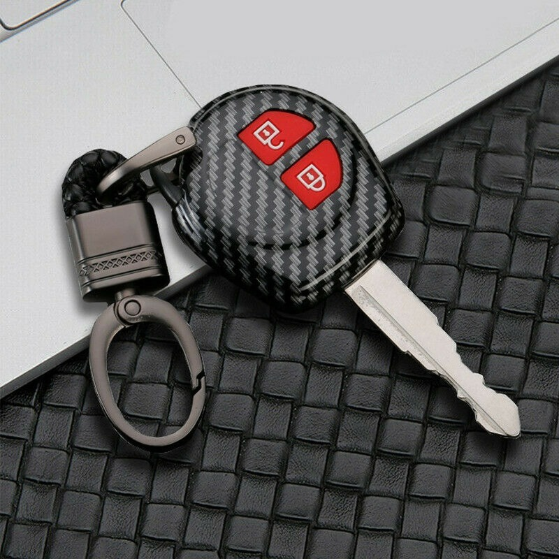 Funda de llave de ABS de carbono con 2 botones para Suzuki SX4 Swift Grand Vitara Liana, accesorios de coche