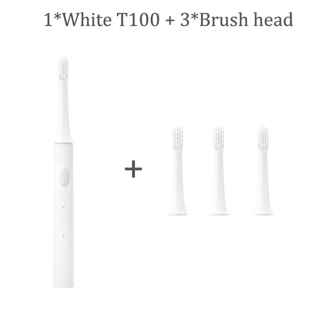 Original Xiaomi Mijia T100 Mi Smart Electric Toothbrush 46g 2 Speed Xiaomi Sonic Toothbrush Whitening Oral Care Zone Reminder: white add 3 head