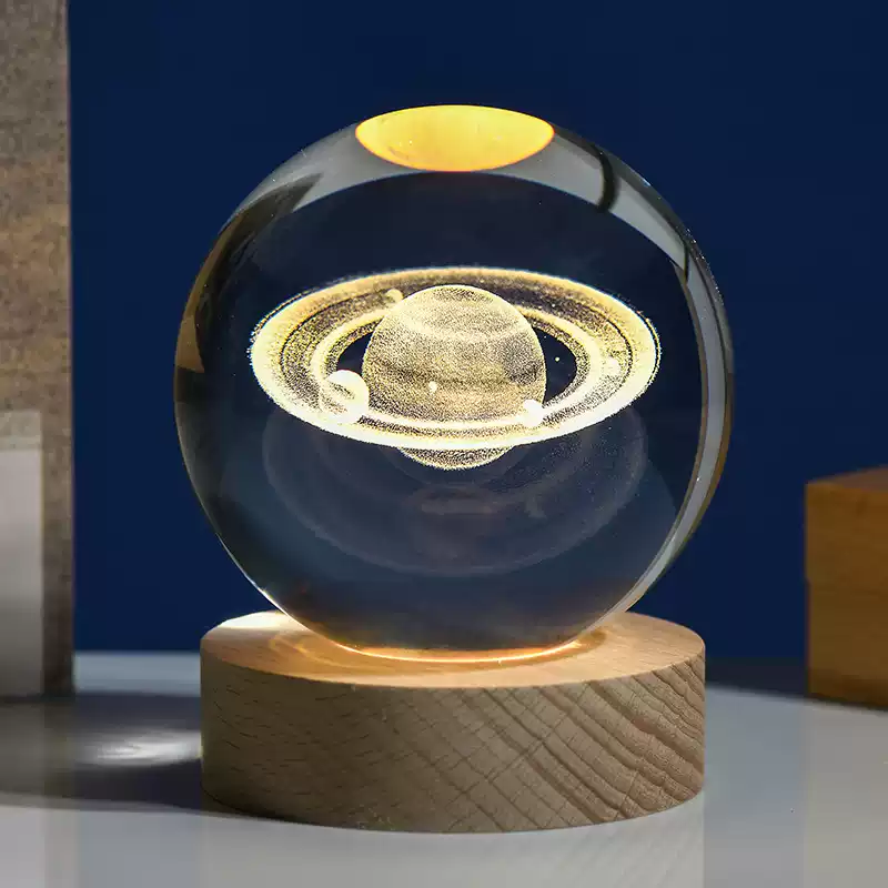 3d kristalllampor lampa glödande planetarisk galax nattlampa kristallkula nattlampor sänglampa heminredning jul: Mång / Blå