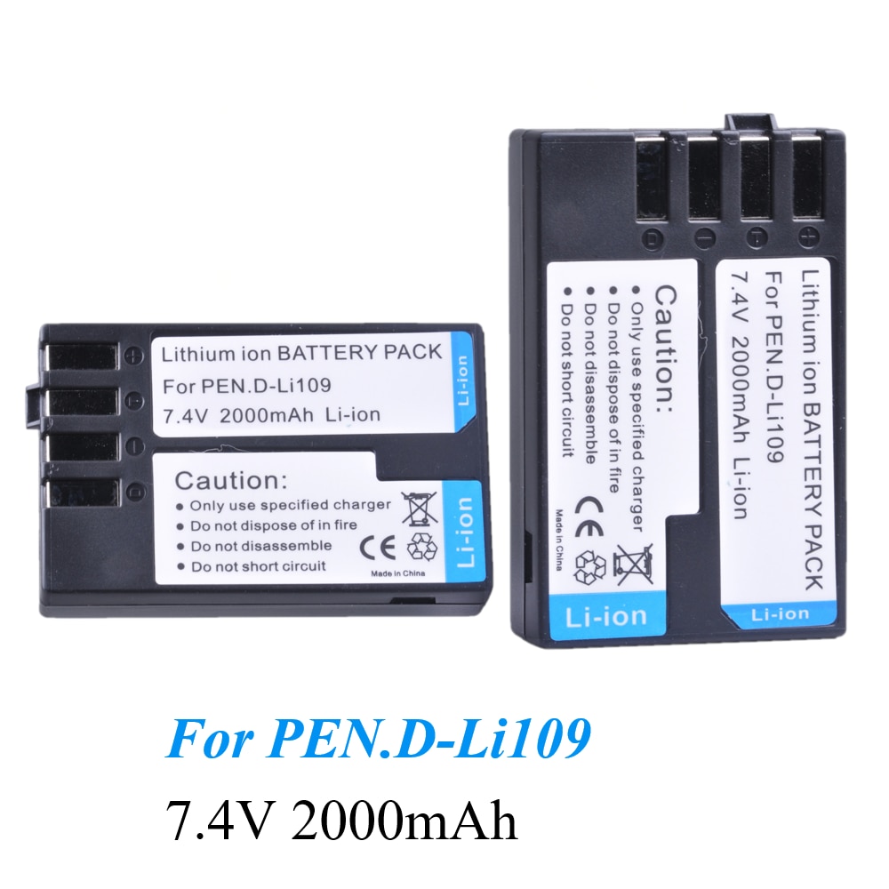 2 stücke 2000mAh Wiederaufladbare D-Li109 D Li109 DLi109 Kamera Batterie für Pentax KR, k-2 KR K2 KR K30 K50 K-30 K500 K-50 K-500 Batterie