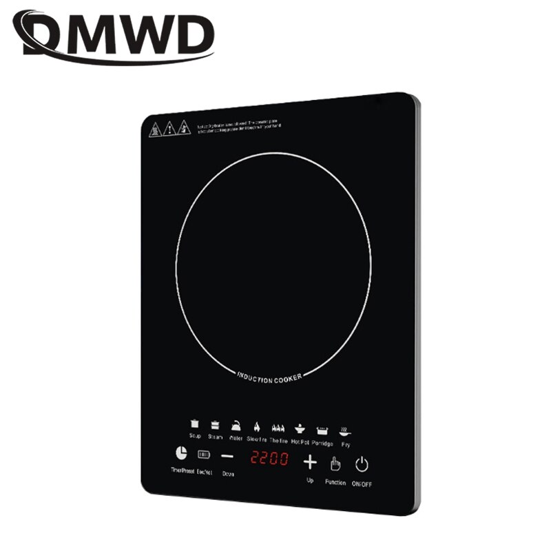 DMWD 110/220V 2200W Household Induction Cooker Electromagnetic Oven Waterproof Electric Stove Smart Touch Control Heating Plate