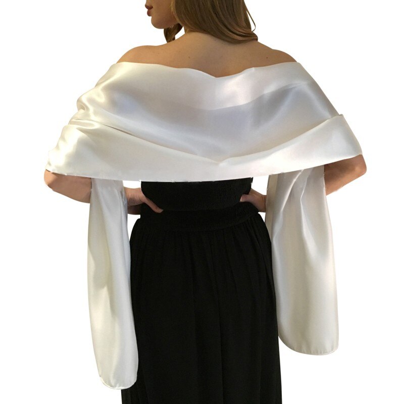 Élégante écharpe de mariage en Satin enveloppes de mariée 200*45 cm longueur châle de fête de mariage printemps nouveauté: Beige