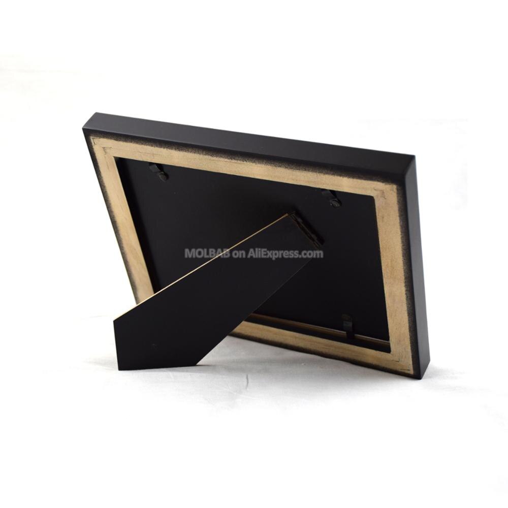 7X5 Inch Black Wood Tabletop Photo Picture Frame With Matboard Unique Style Wooden Molding Border Wall Mounted For Desk Decor