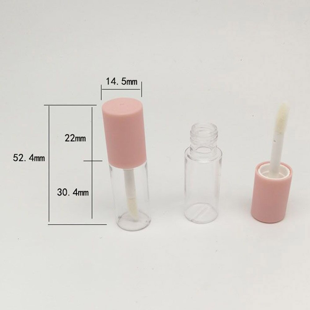 10 stk 4ml lipgloss tomme plastikrør udsøgt mini klar lipgloss gør-det-selv emballagebeholder med pink mat låg