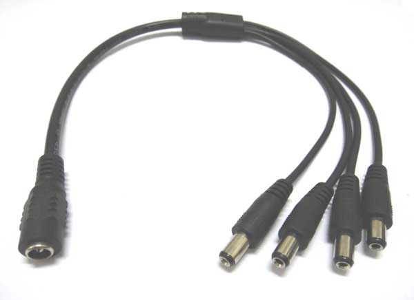 1 to 4 Power Splitter Cable 12V DC Cord 1 Female to 4 Male for cctv camera