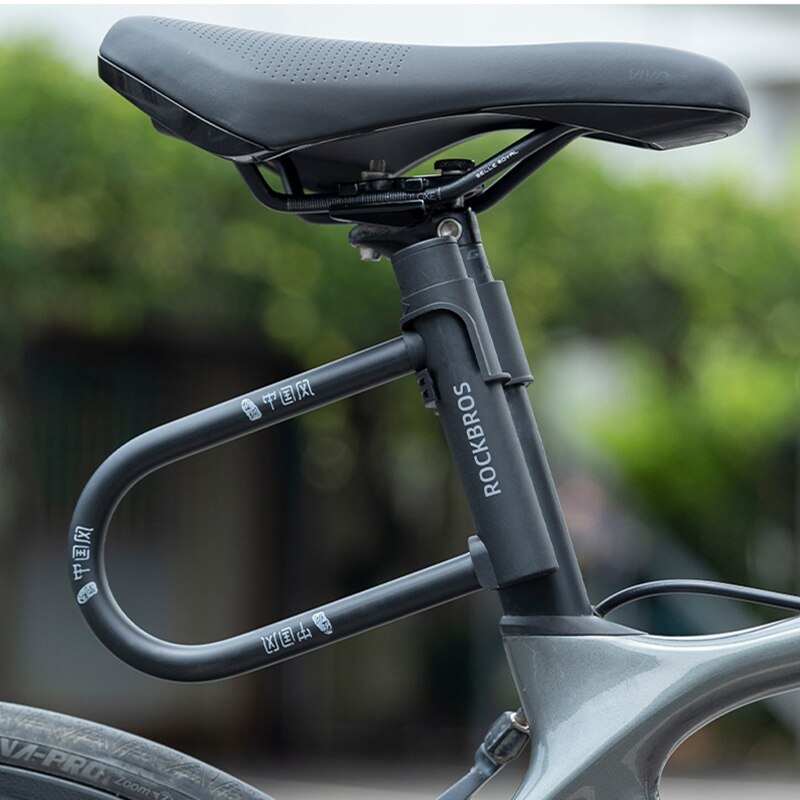 ROCKBROS-candado para bicicleta eléctrica, candado de estilo chino en forma de U, candado antirrobo, juego de cables para bicicleta de montaña y carretera, accesorios