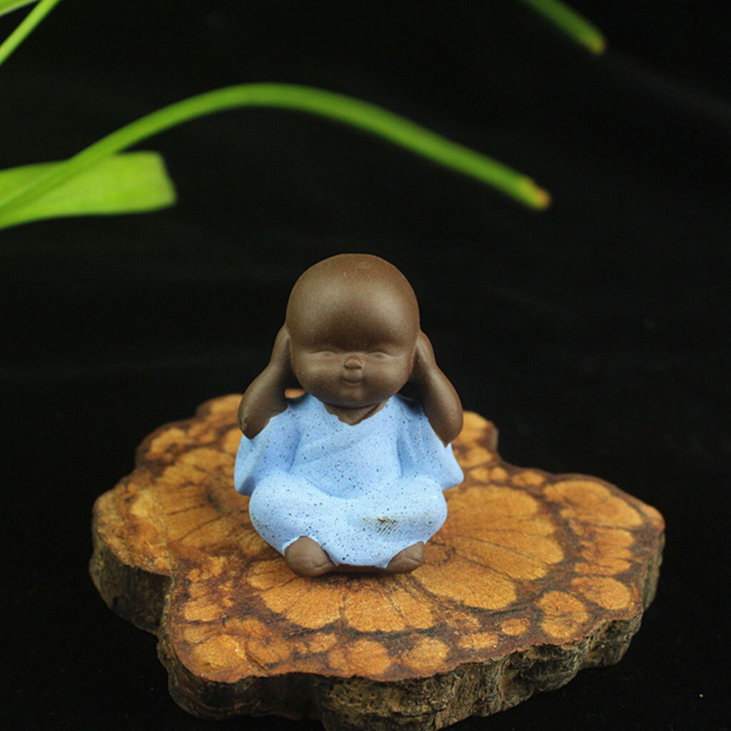Estatua de Buda, té de monje, mascota para decoración de arena de jardín Zen, meditación, decoración de oficina y hogar, 3 uds.