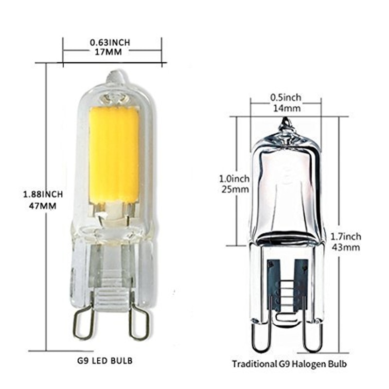 G9 led-lampen cob 15w halogeen equivalent 2w 110v 220v dimbaar  g9 lampen voor hanglampen, verlichting voor thuis, kroonluchters