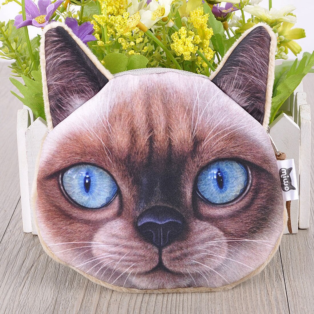 Neue 3D Tier Druck Katze Gesicht Zipper Fall Kinder Geldbörse Dame Nette Brieftasche Tasche Frauen Mädchen Make-Up Buggy Tasche: Style 01