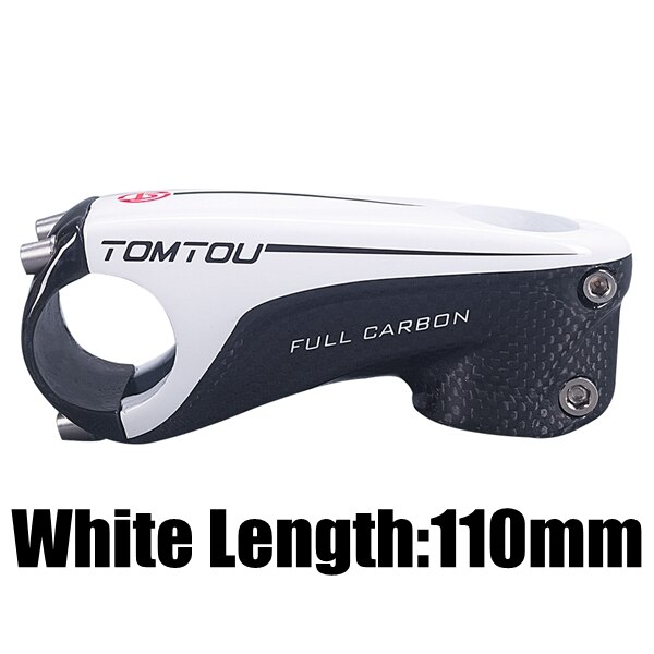 Tomtou blank fuld 3k kulstofstamme 6 grader landevejscykel 80/90/100/110mm mountainbike dele 150g hvid  - t70 u 53: 110mm