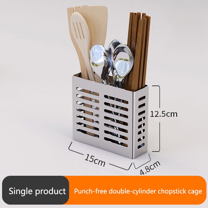 304 stainless steel kitchen rack, pot rack, wall-mounted punch-free cutting board, tool rack kitchen appliances: 2 chopsticks holder