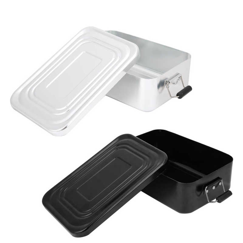 Portable Bento Box Aluminum Rectangular Lunch Box Bento Outdoor Travelling Camping Picnic Tableware