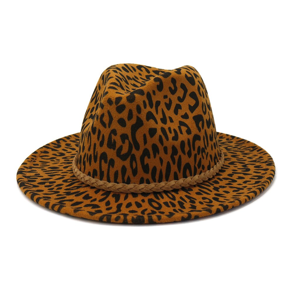 Fs dames vintage brede rand vilt fedora hoeden luipaardprint heren wollen panama jazz pet khaki legergroen wijnrood beige grijze hoed: Khaki