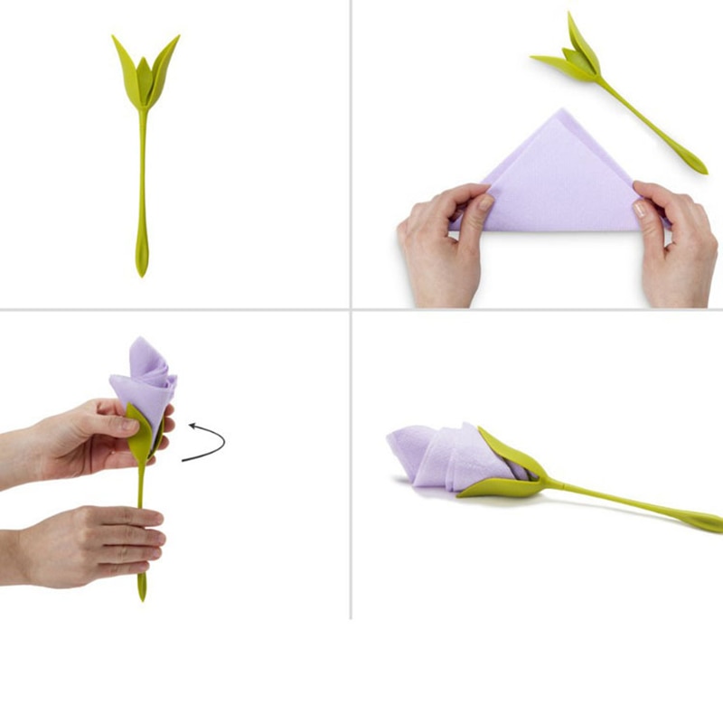 6PCS/set Napkin Holder DIY Plastic Flower Branch Serviette Holder Table Decor Romantic Party Dining Decoration Napkin Holder