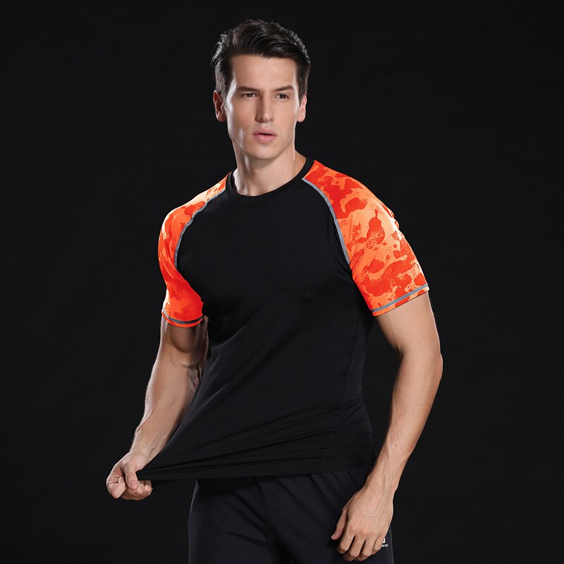 Fahion Men Running T Shirt Men O-neck T-shirt Bodybuilding Sport Shirts Tops Gym Men Tees