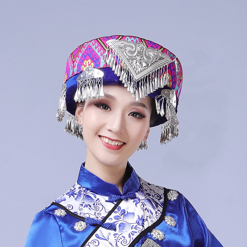 Miao – chapeaux chinois pour femmes, coiffure de danse, accessoires pour cheveux, couvre-chef traditionnel, pour spectacle sur scène: E