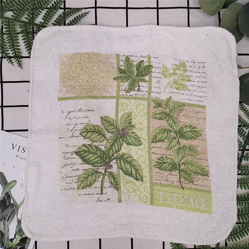 1Pc Small 20x20cm Cotton Terry Printed European American Pastoral Flowers Absorbent Kitchen Square Towel: Style 2