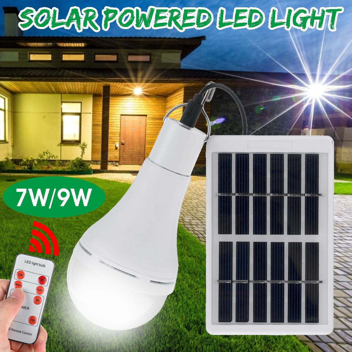 Solar Light Outdoor Waterproof Solar Bulb Hanging Lamp Courtyard Garden Solar LED Camping Lights Solar Panel Remote Solar Lamps