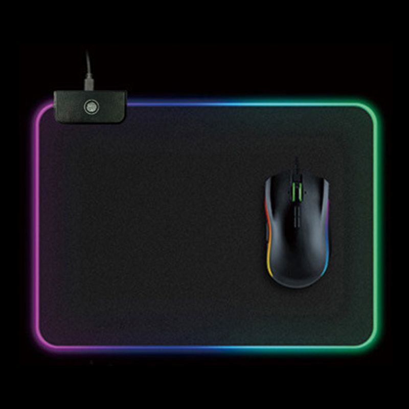 RGB Illuminate Gaming Mouse Pad 7 LED Light Modes Adjustable Mousepad Computer Laptop Desktop PC Foldable Portable Mouse Mat