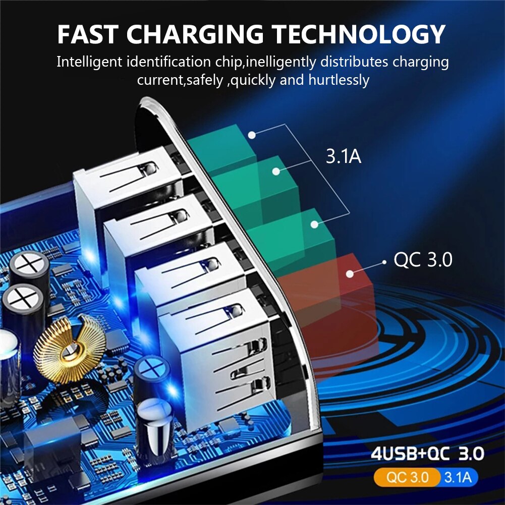 5V 2.4/3A Uk Plug 1/4 Usb-poort Adapter Mobiele Telefoon Lader Apparaat Quick Lading Qc 3.0 mobiele Telefoon Oplader Fast Charger
